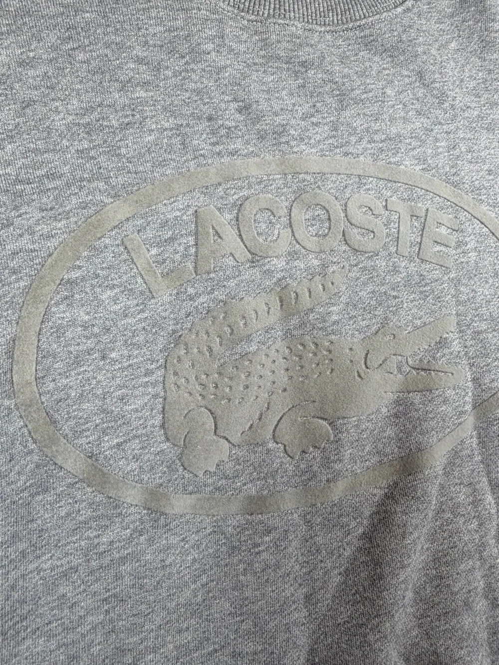 Lacoste FR 4 US Medium Men's Light Grey Crewneck Sweatshirt with Embossed Logo